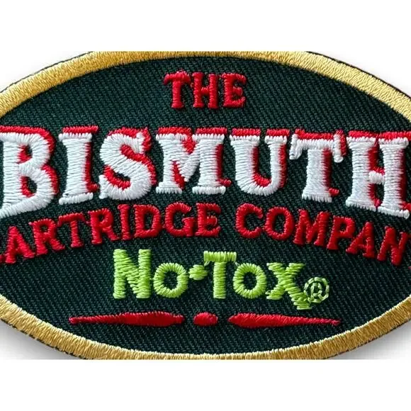 Vintage The Bismuth Cartridge Company No-Tox Embroidered Patch 3.5x2 Inch - Picture 4 of 5